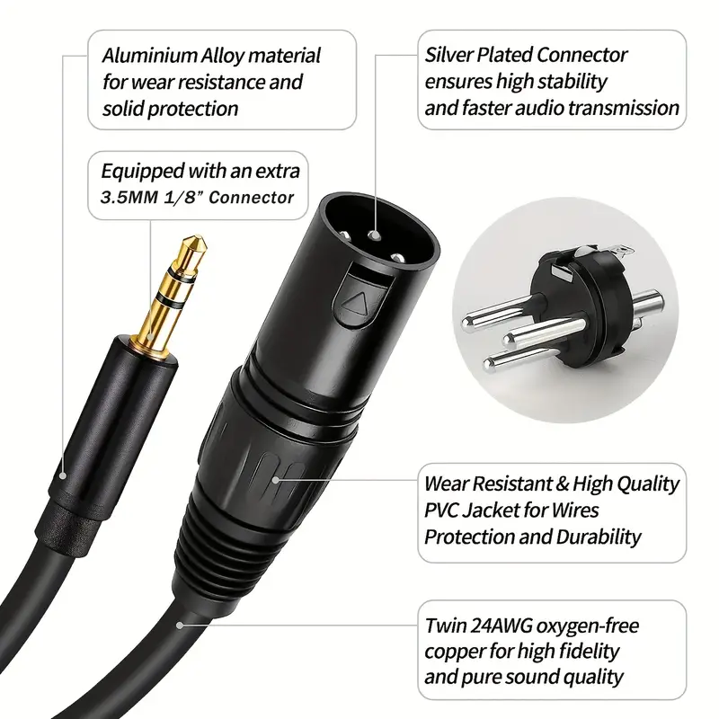Cable Xlr Macho 3 5 Mm Cable Audio Micrófono Adaptador Macho - Temu