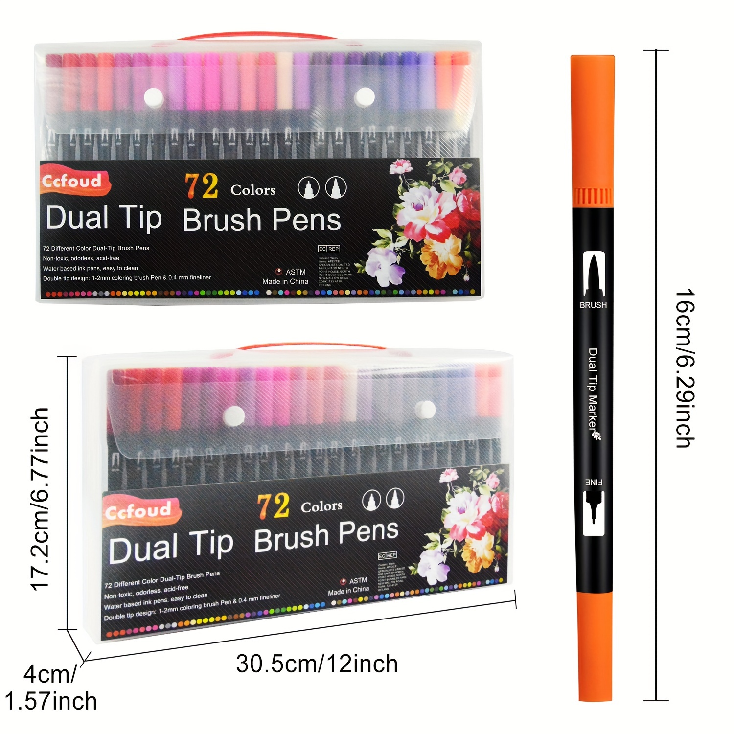 72 Double Tip Art Markers - Brush Pens - Coloring Markers - Kids Adult Book