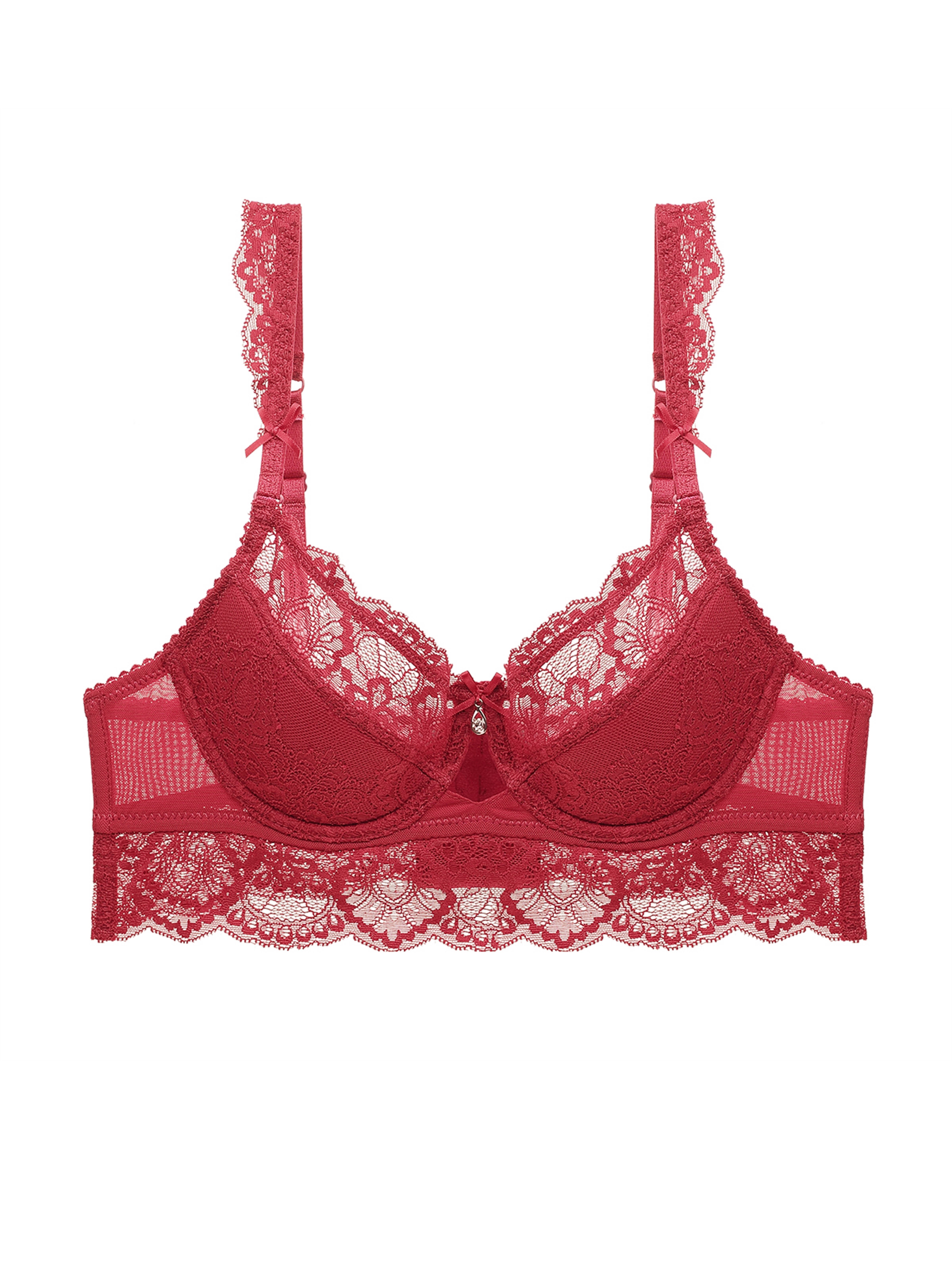 Lace Trim Bow Everyday Bra Comfort Mature Thin Full Coverage