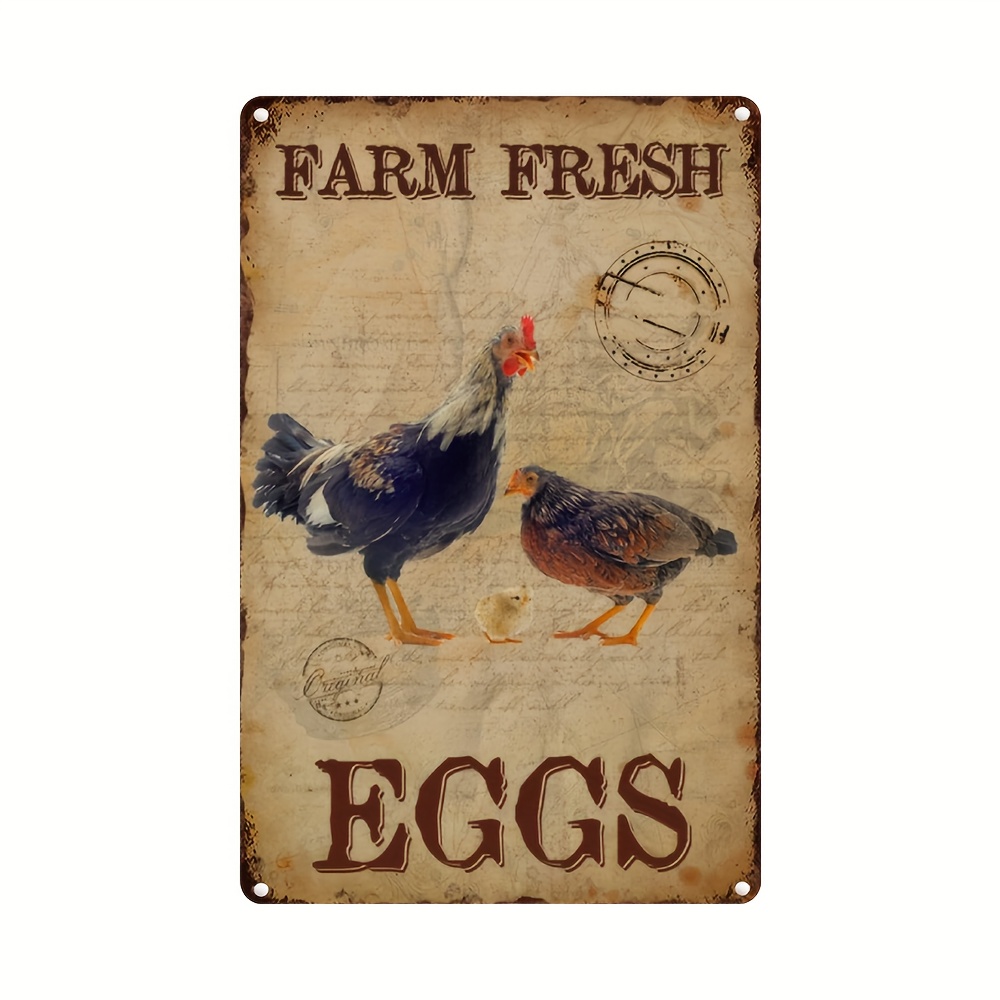 1個 「FARM FRESH EGGS」ヴィンテージメタルブリキ看板 ヴィンテージ