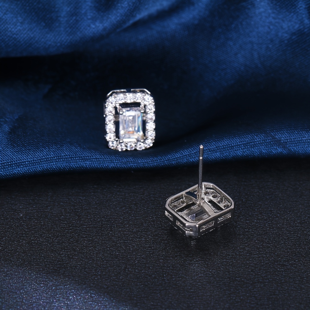 Men's Square Zircon Stud Earrings, Classic Couple Earrings