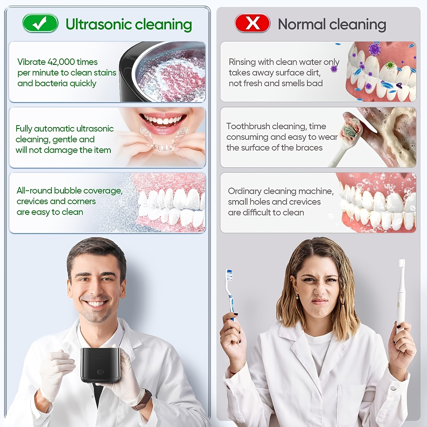 Denture Ultrasonic Cleaning Machine, Intelligent Eyeglasses Jewelry  Ultrasonic Cleaner Dentures Toothbrush Cleaning Machine