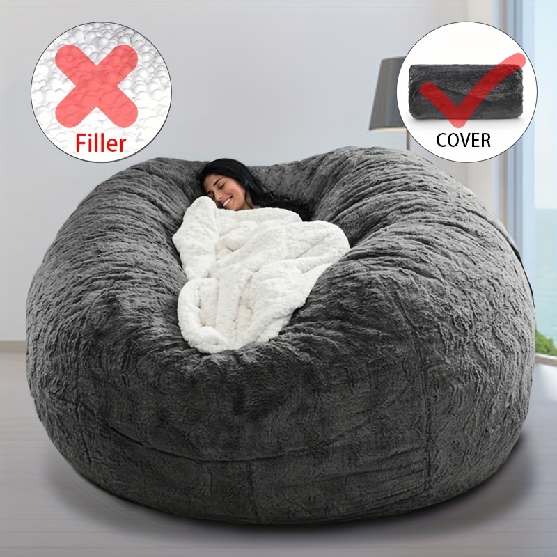 Bean Bag Chair Cover 5FT(No Filler) Soft Fluffy Beanbag Cover Stuffable  Beanbag Cover Round Lazy Sofa Bed Cover Without Filling for Living Room