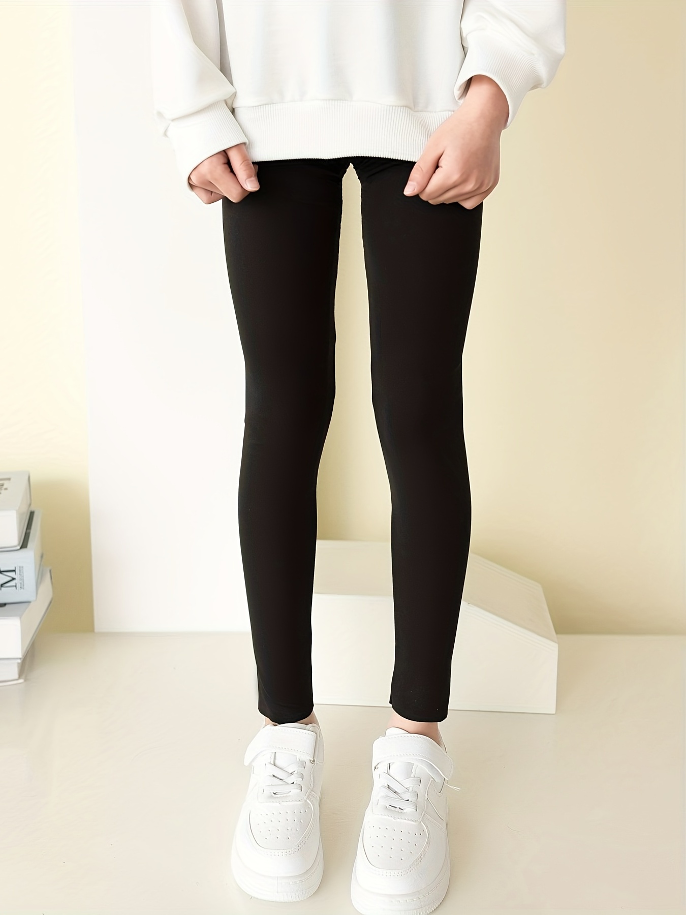 Girls Stretch Soft Leggings Elastic Waist Slim Tight Pants - Temu