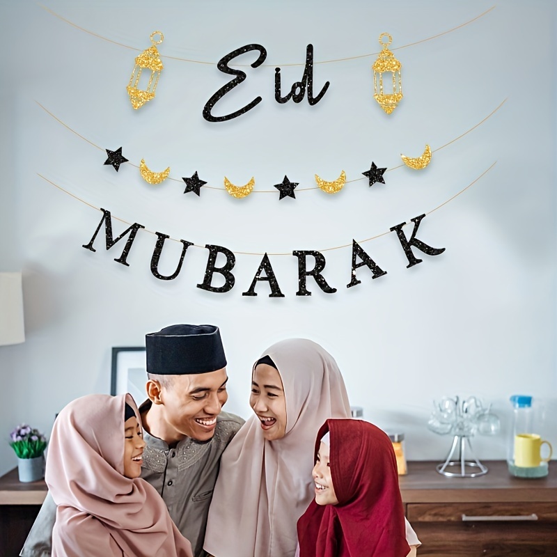 

Ramadan Eid Mubarak Banner - Set Of 20 Star Moon Party Background Decorations For Home And Room Decor - Perfect For Birthday Celebrations And Festive Occasions