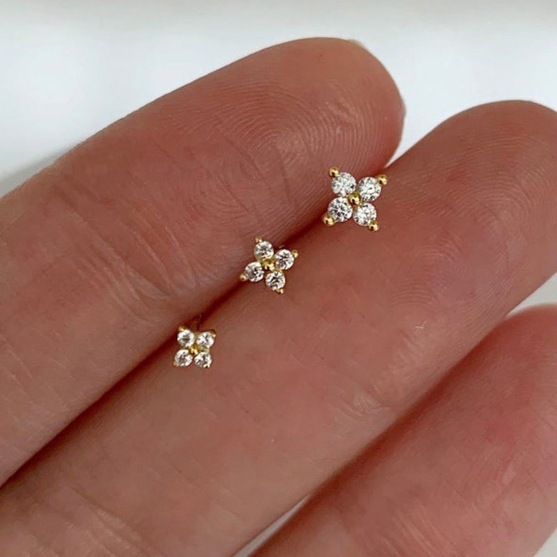 Fancy Small Flower Stud Earrings 18k Plated Jewelry Women - Temu