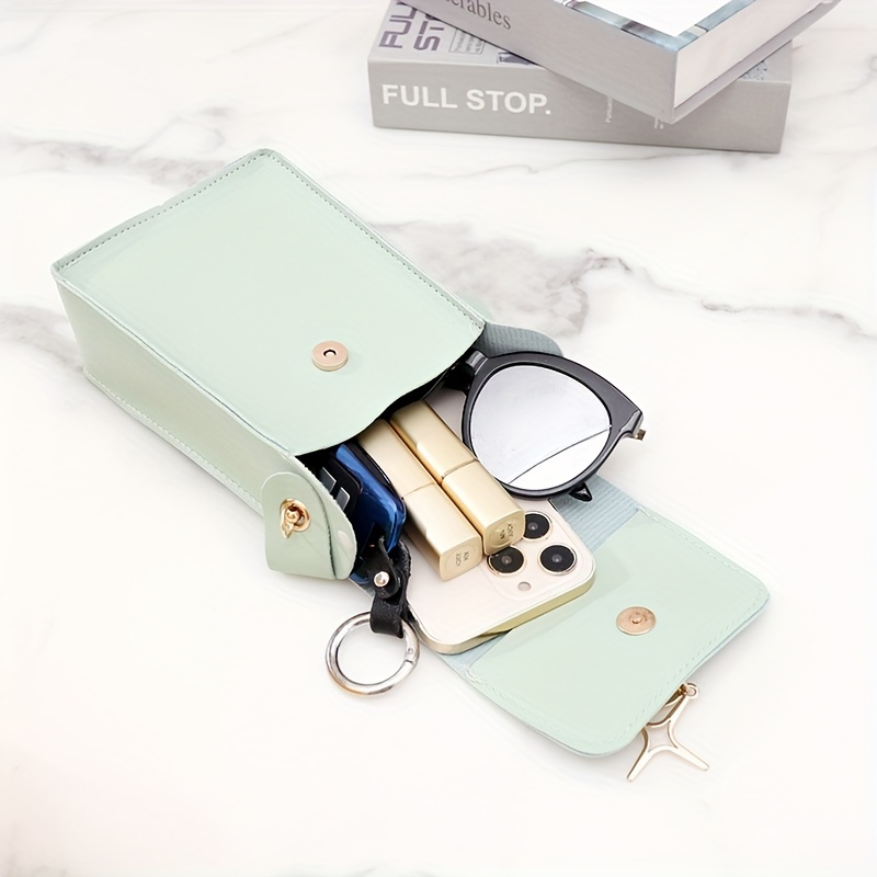 Mini Flap Crossbody Phone Bag, Letter Print Shoulder Bag, Women's Studded Decor Square Purse (4.7*6.7*3.7) Inch,$10.99,Geometric,Flower Green,Temu