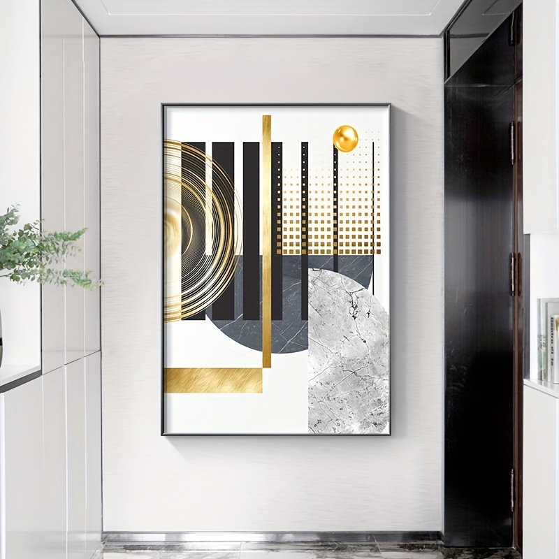  Cuadro en lienzo, póster geométrico abstracto dorado y negro,  pintura artística de pared, cuadros de pared para sala de estar, decoración  del hogar, 19.6 x 27.5 pulgadas, sin marco, 3 unidades 
