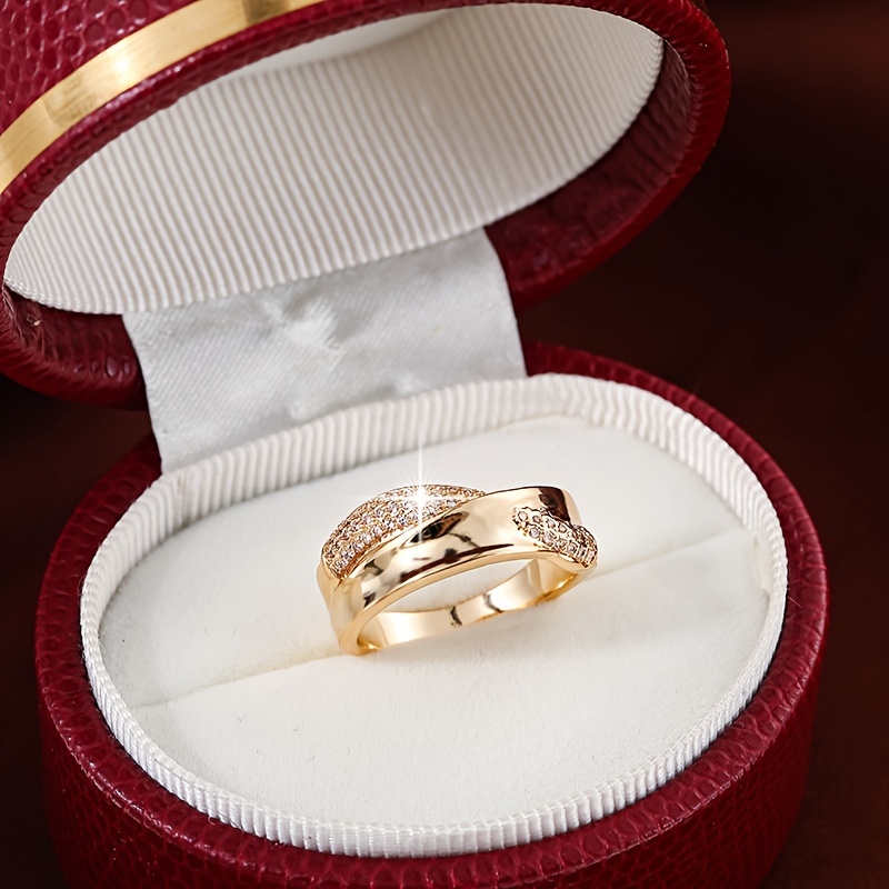 18K Plated Creative Cross Zirconia Ring For Women
