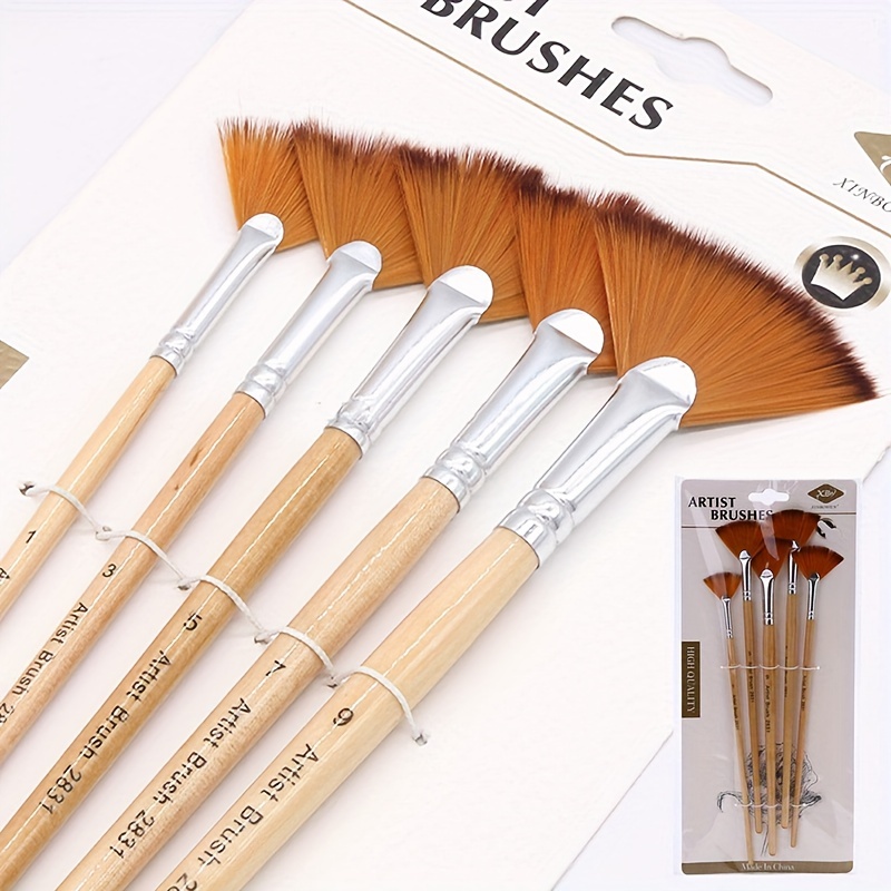 Fan Paint Brushes Set Artist Brush Set Nylon Hair Bristle - Temu