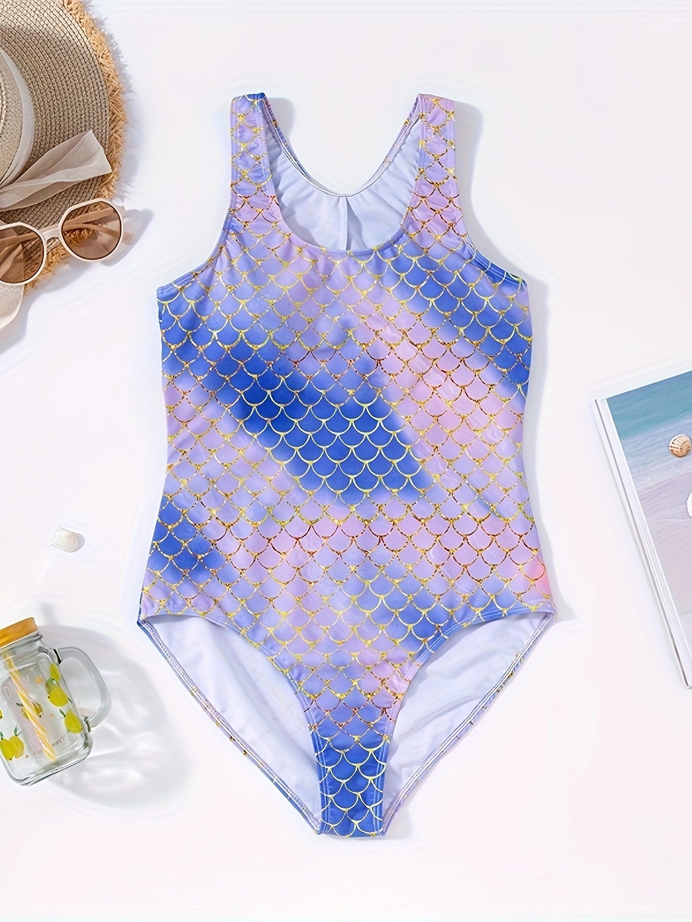 Kids One-Piece Swimwear Texture Fabric Beach Wear Monokini Bikini