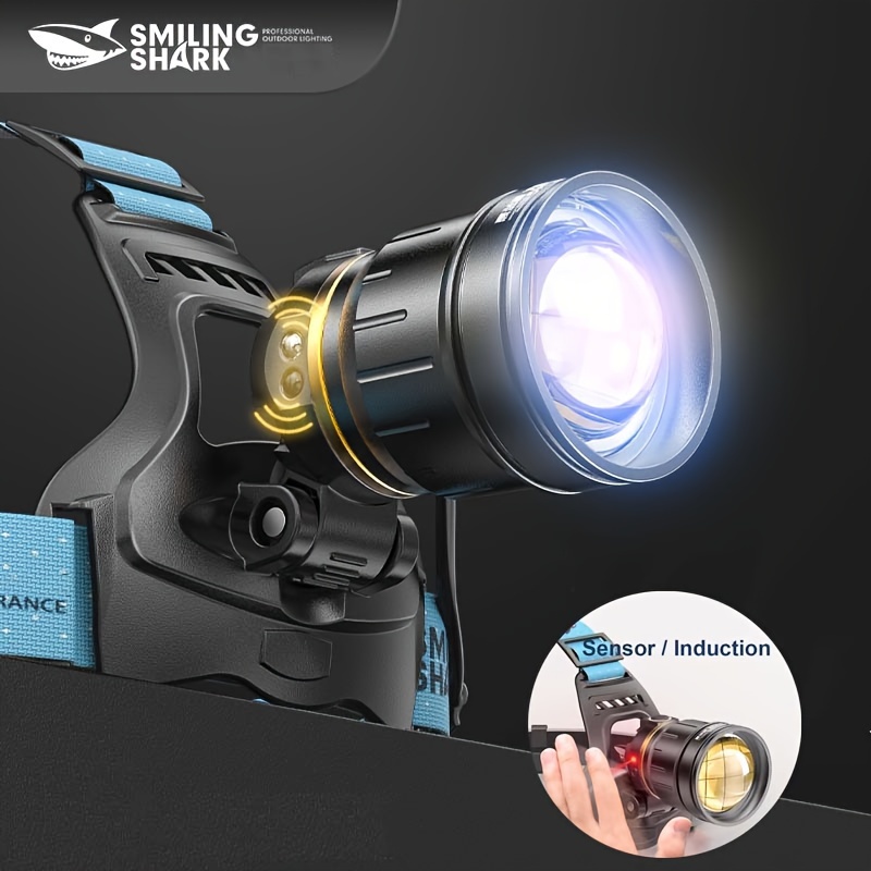 Smiling Shark Headlamp, Head Lamp Led Rechargeable 6 Modes 7*White