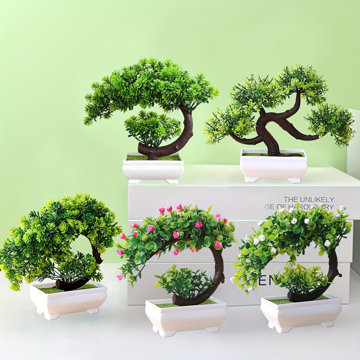  Plantas artificiales en maceta, mini plantas falsas, maceta  cuadrada pequeña, eneldo verde, planta artificial en maceta para el hogar,  oficina, escritorio, mesa, decoración de interiores en maceta : Hogar y  Cocina