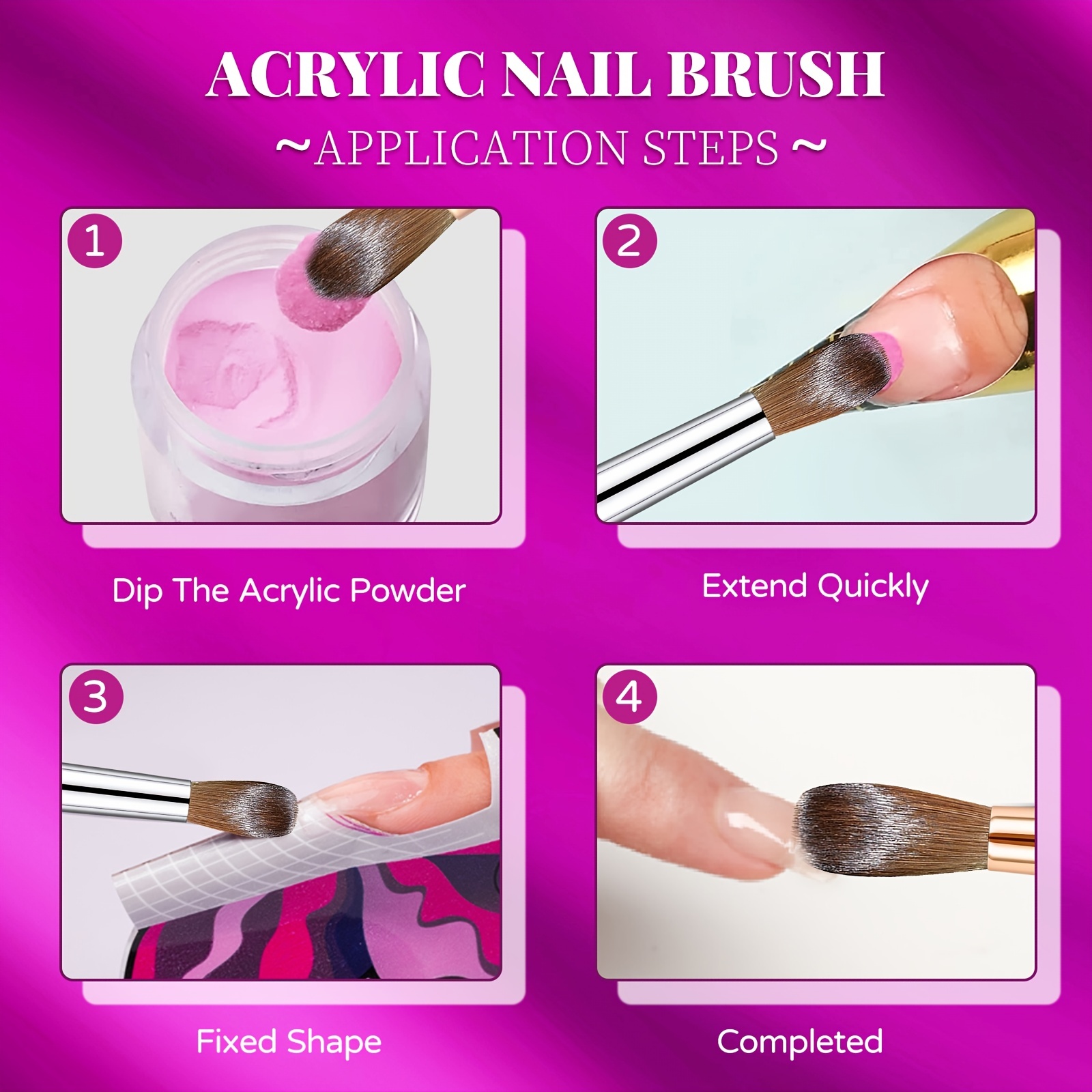 Acrylic Nail Brush Pinceles Uñas Aplicación Acrílico Pincel - Temu Chile