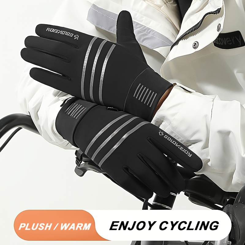 Winter Cycling Gloves Windproof Reflective Outdoor Casual - Temu