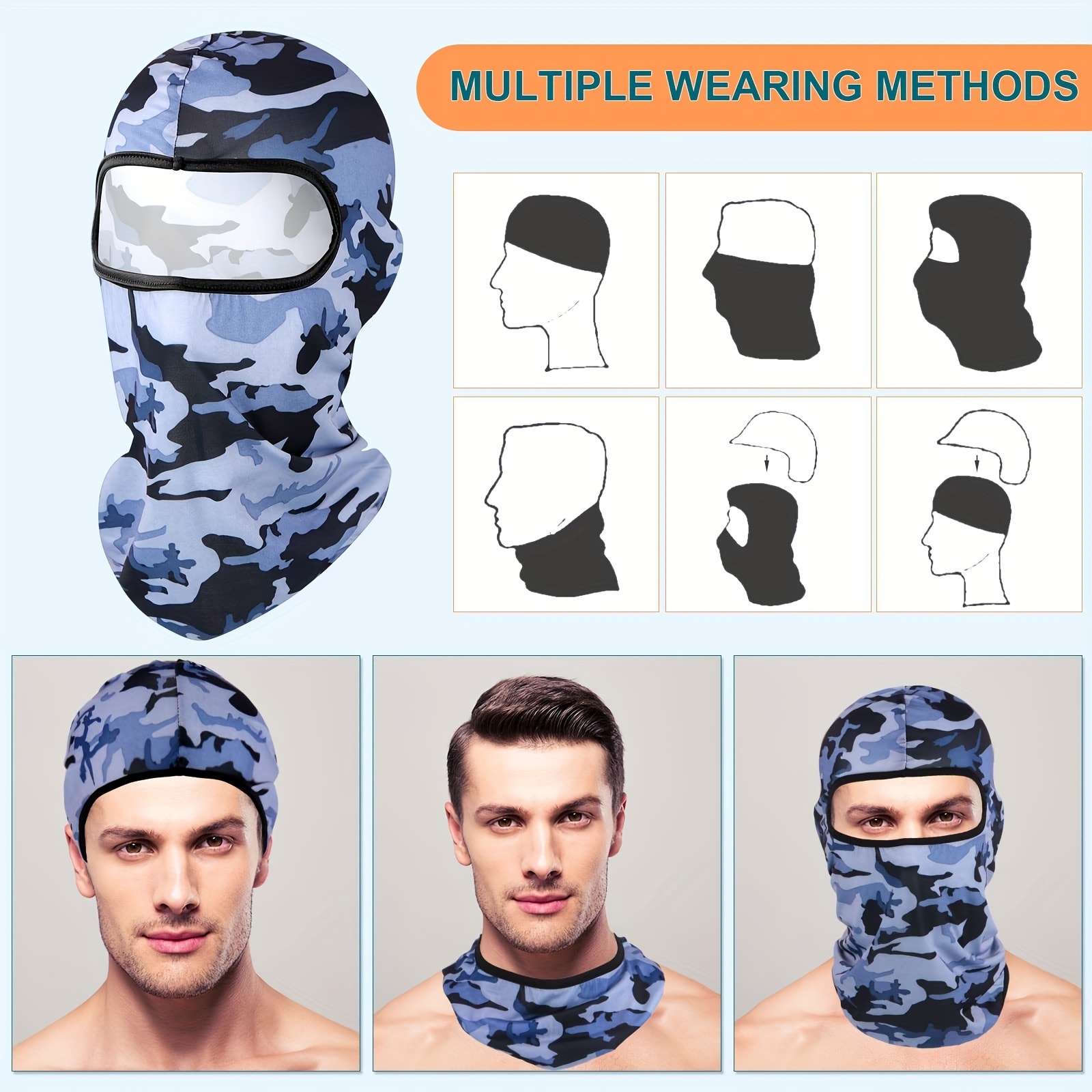 1 Máscara Facial Balaclava Hombres Mujeres Protección Uv - Temu