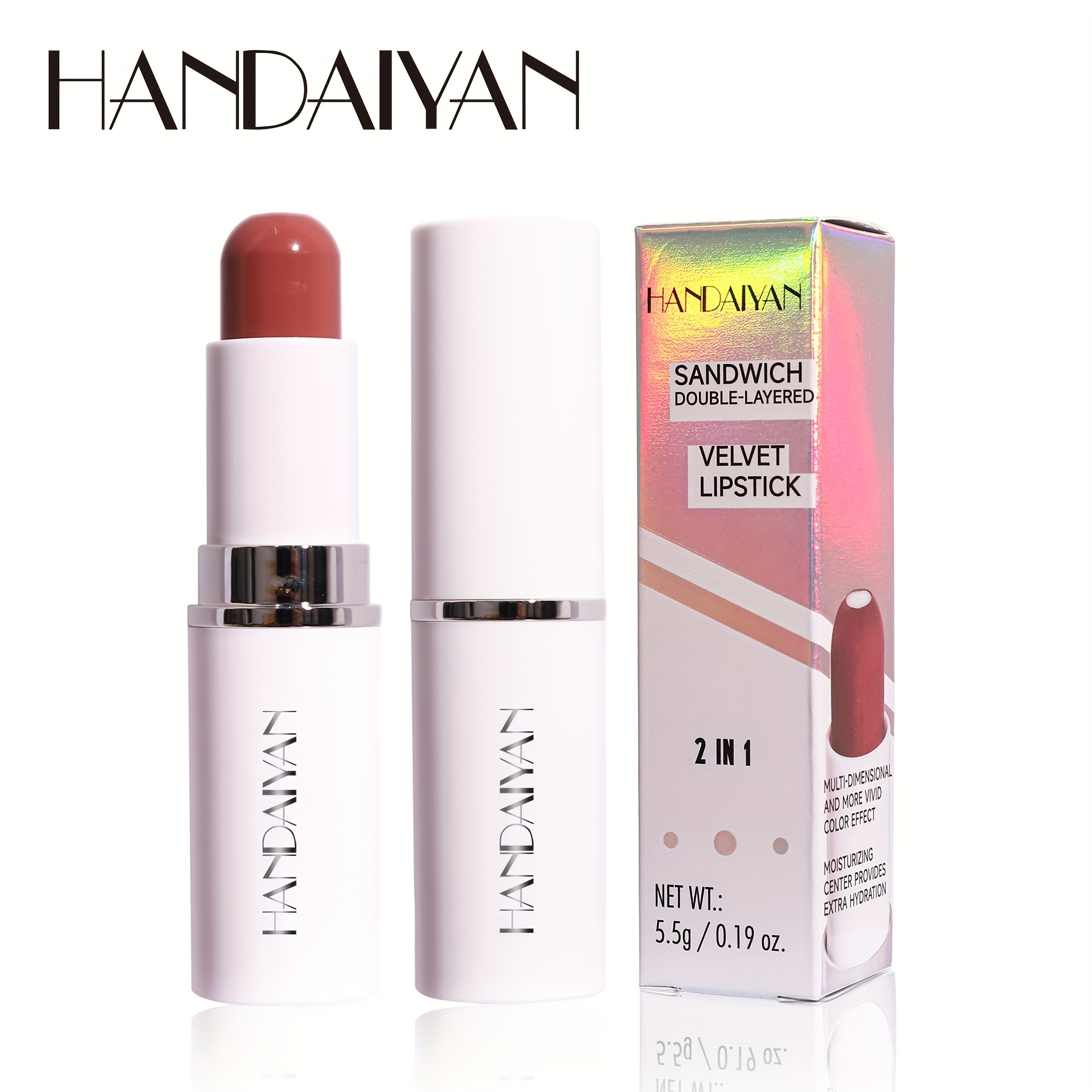 2-in-1 Sandwich Lipstick Matte Moisturizing Long Lasting Waterproof Non Smudge