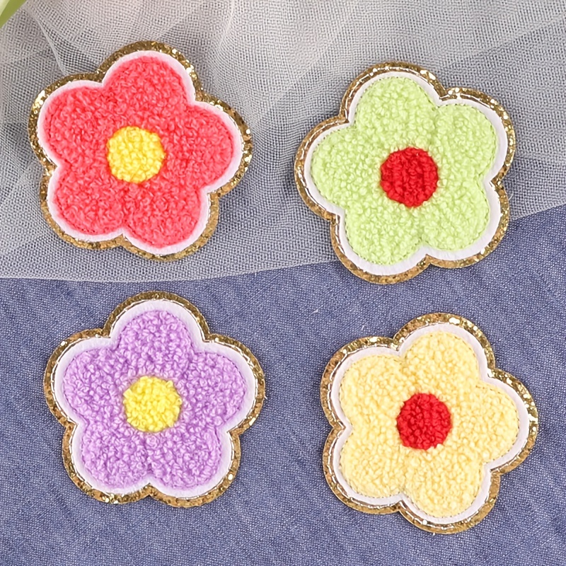 Cheap 4pcs Flower Towel Sequin Trim Embroidery Badge Label Patches Fabric Art Decor DIY Clothes Hat Bag Backpack Accessories