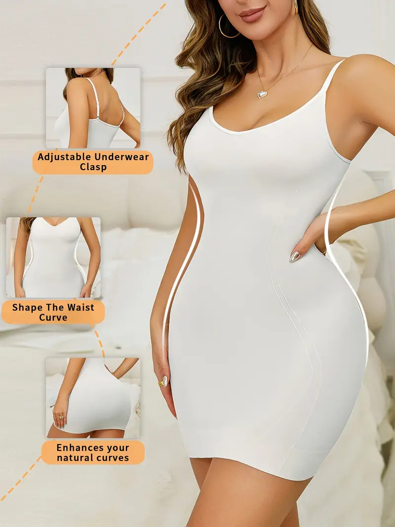 Seamless Shaping Slip Dress Tummy Control V Neck Slimming - Temu Italy