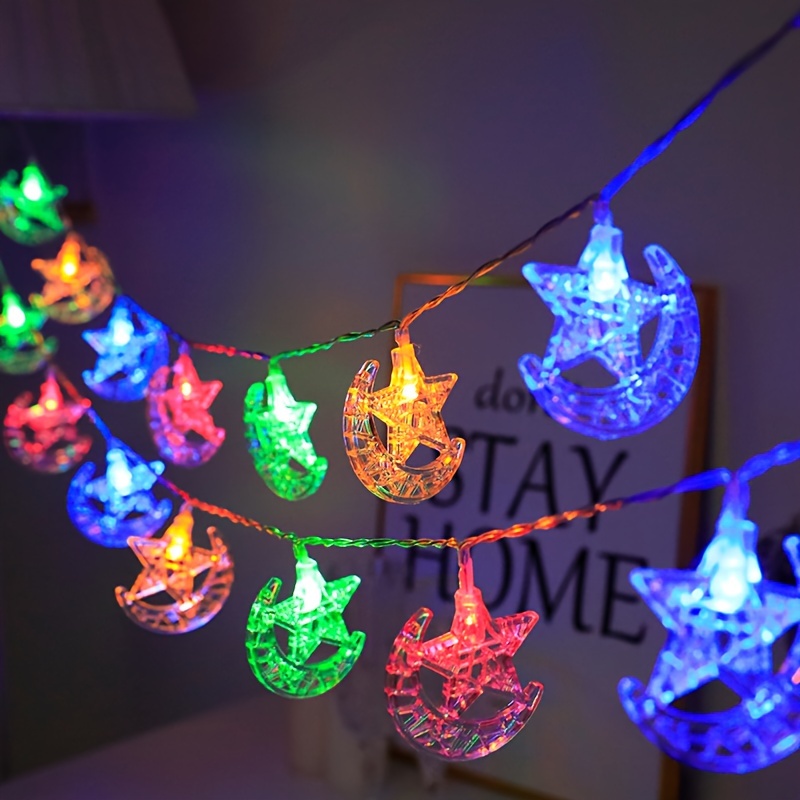 Eid Mubarak Ramadan Lamp Moon LED String Light Muslim Islam Home Decor  Ornaments