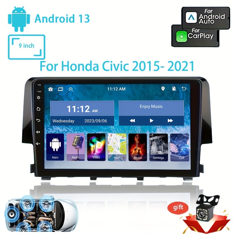 For 2012-2015 Honda Civic Hatchback LHD Stereo Radio FM 9Android 10.1 Head  Unit