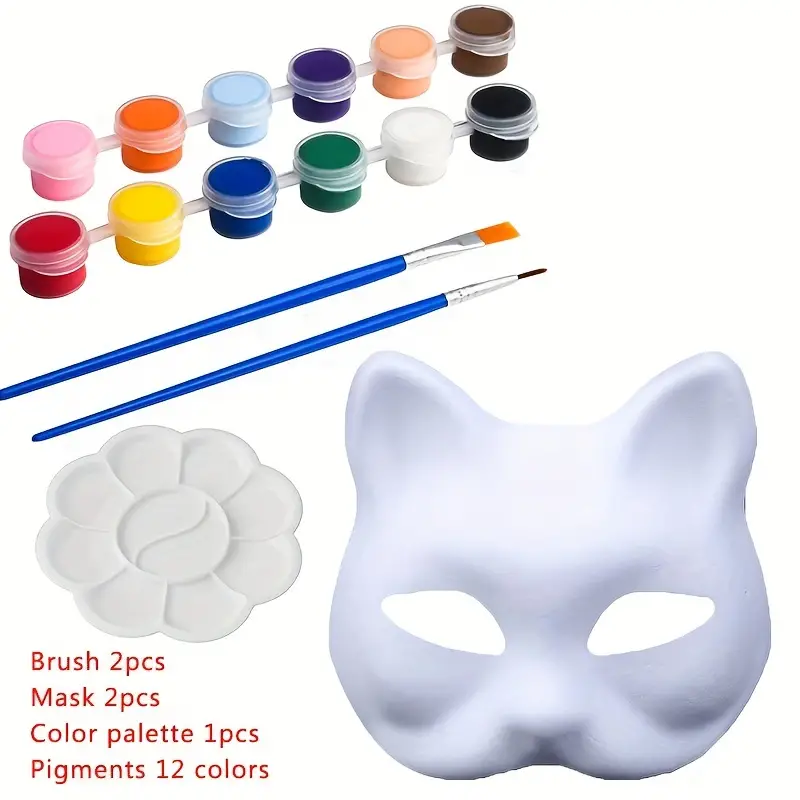 Handmade Kids Face Pulp Mask empty White Animal Mask - Temu
