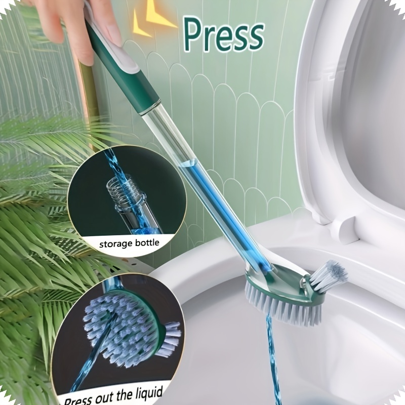  Household Silicone Toilet Brush and Holder Set, Toilet Brush  with Soap Dispenser, Punch-Free Wall Hanging Toilet Brush with Liquid, Long  Handle Toilet Brush with Base-Green