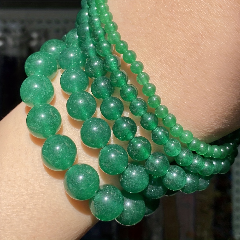 12mm Natural Green Jade Round Bead Bracelet