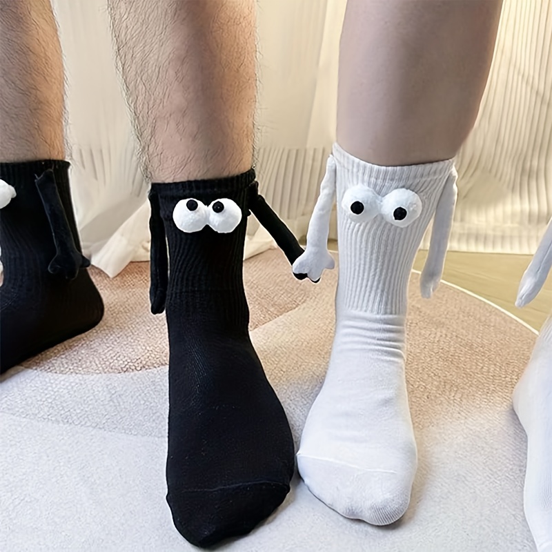 2 pares de calcetines creativos de estilo simple, cómodos, transpirables y  térmicos para hombres que se dan la mano, para invierno y otoño
