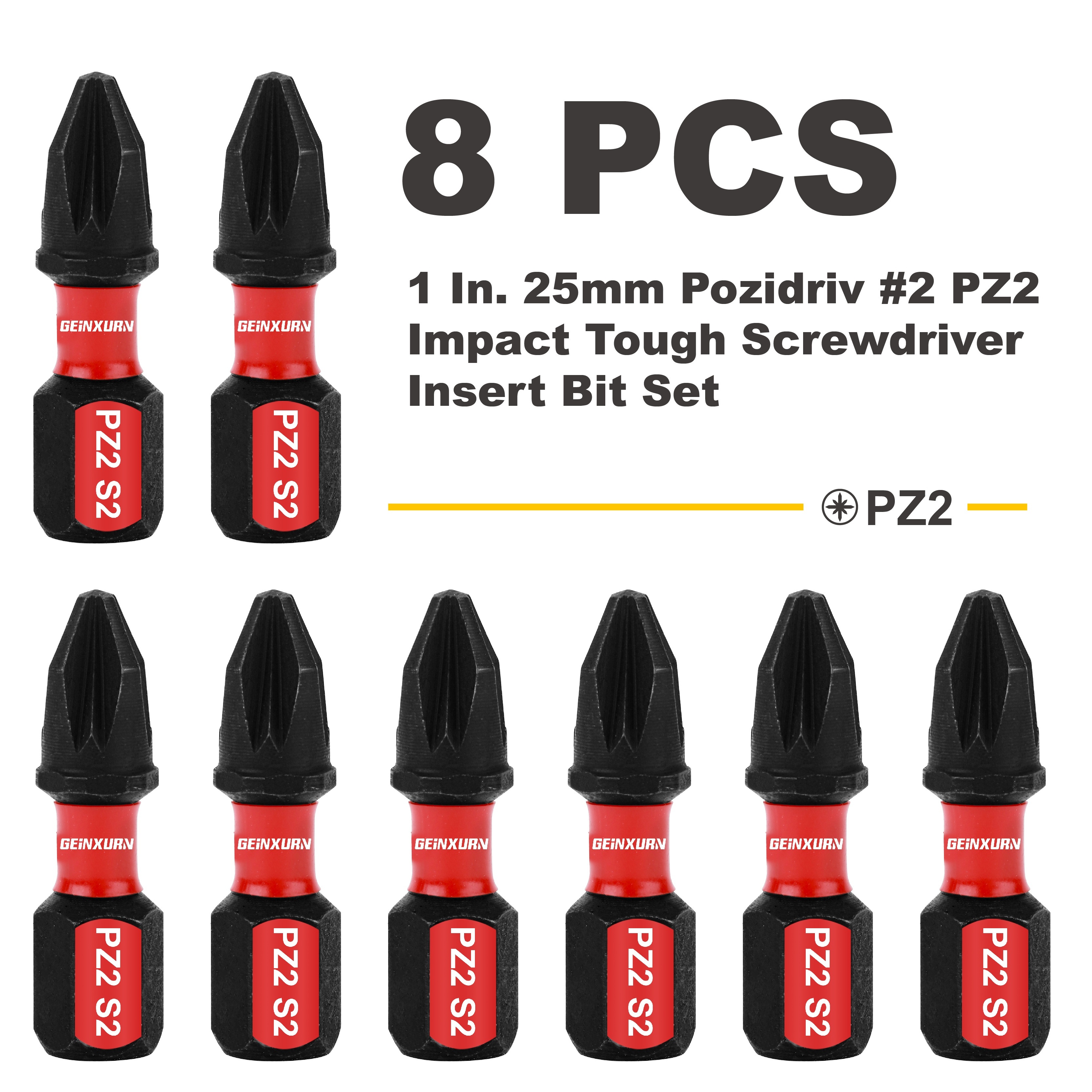 1in. 25mm #2 Pz2 Screwdriver Insert Bit Set