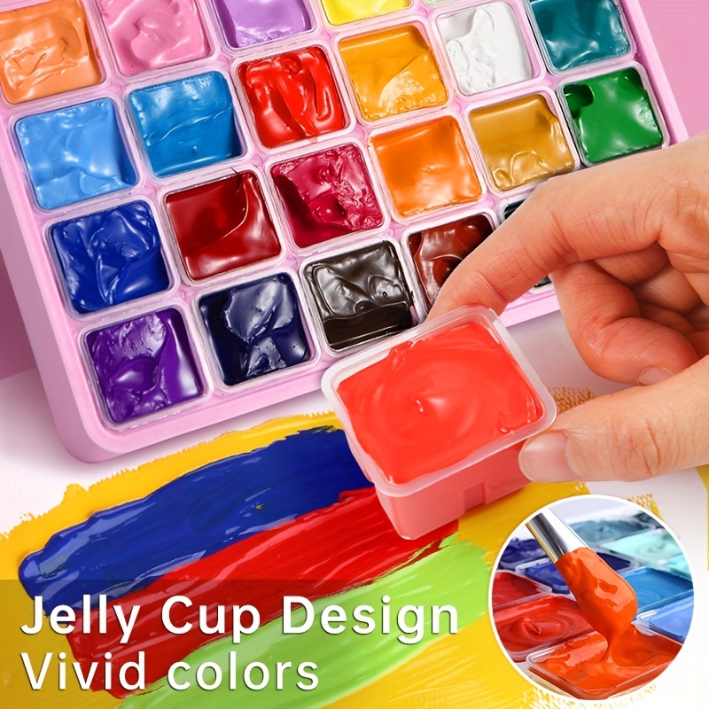 Gouache Paint Set Jelly Cup 24 Vibrant Colors Paints With - Temu