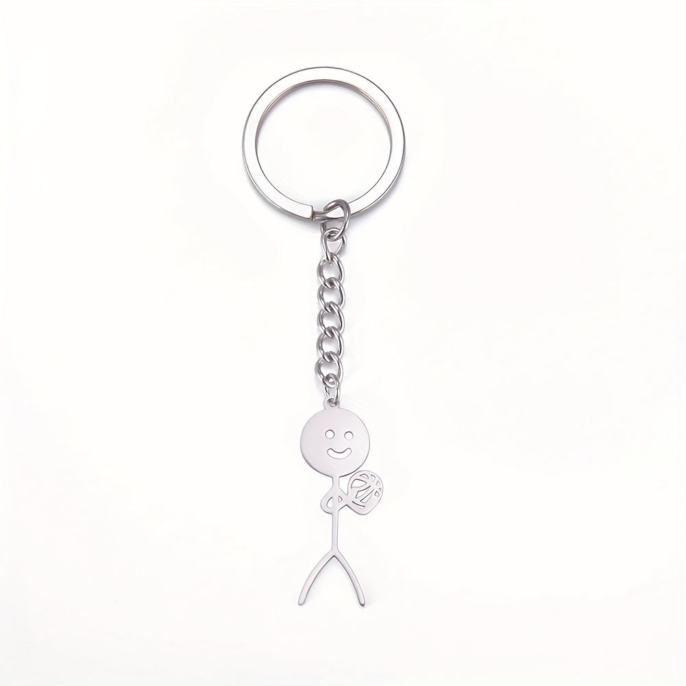 Stickman Keychain Stainless Steel Jewelry Gift