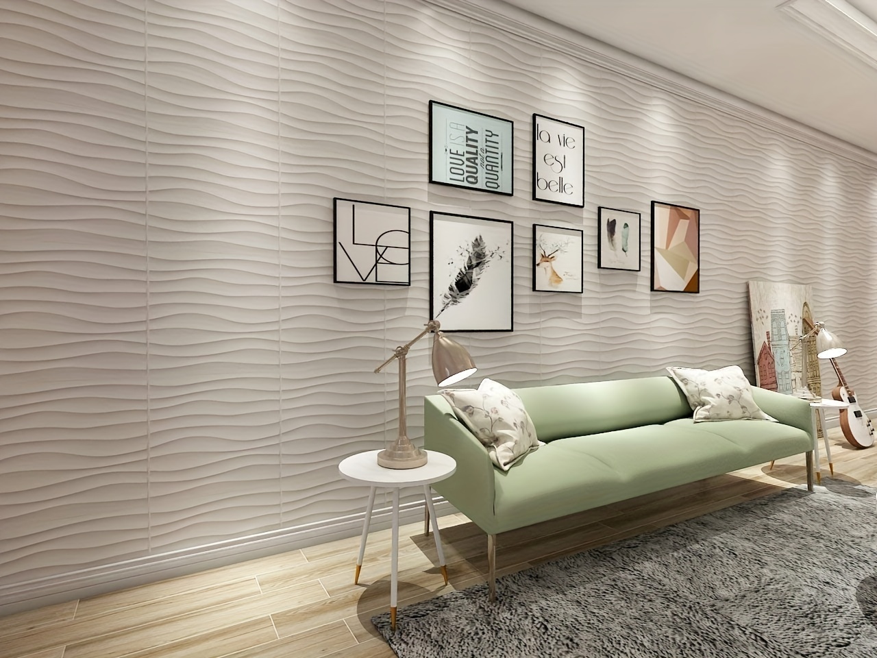 4 panneaux muraux 3D 50x50cm (1m²), décoration pour salon, chambre