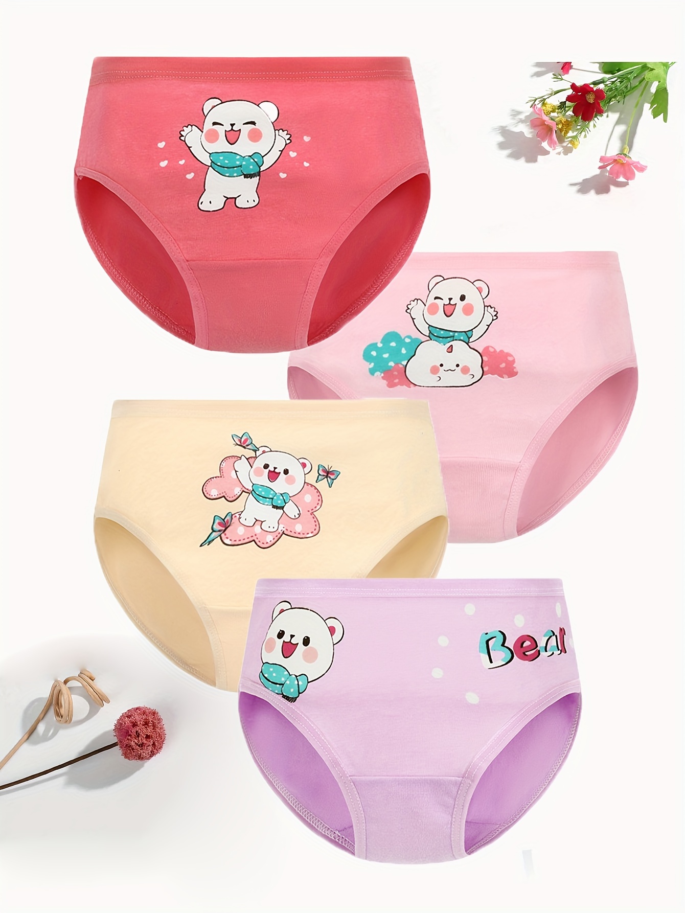 Toddler Girls Briefs Full Cartoon Print Cute Bottoming - Temu