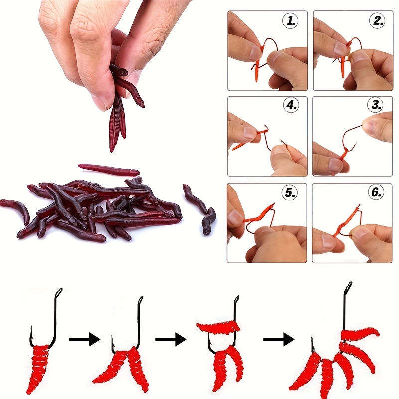 10pcs Simulation Earthworm Red Fishing Worms Artificial Fishing Worms Fishy  Smell Lures Soft Bait 18cm Fishing Tackle Funny Toys