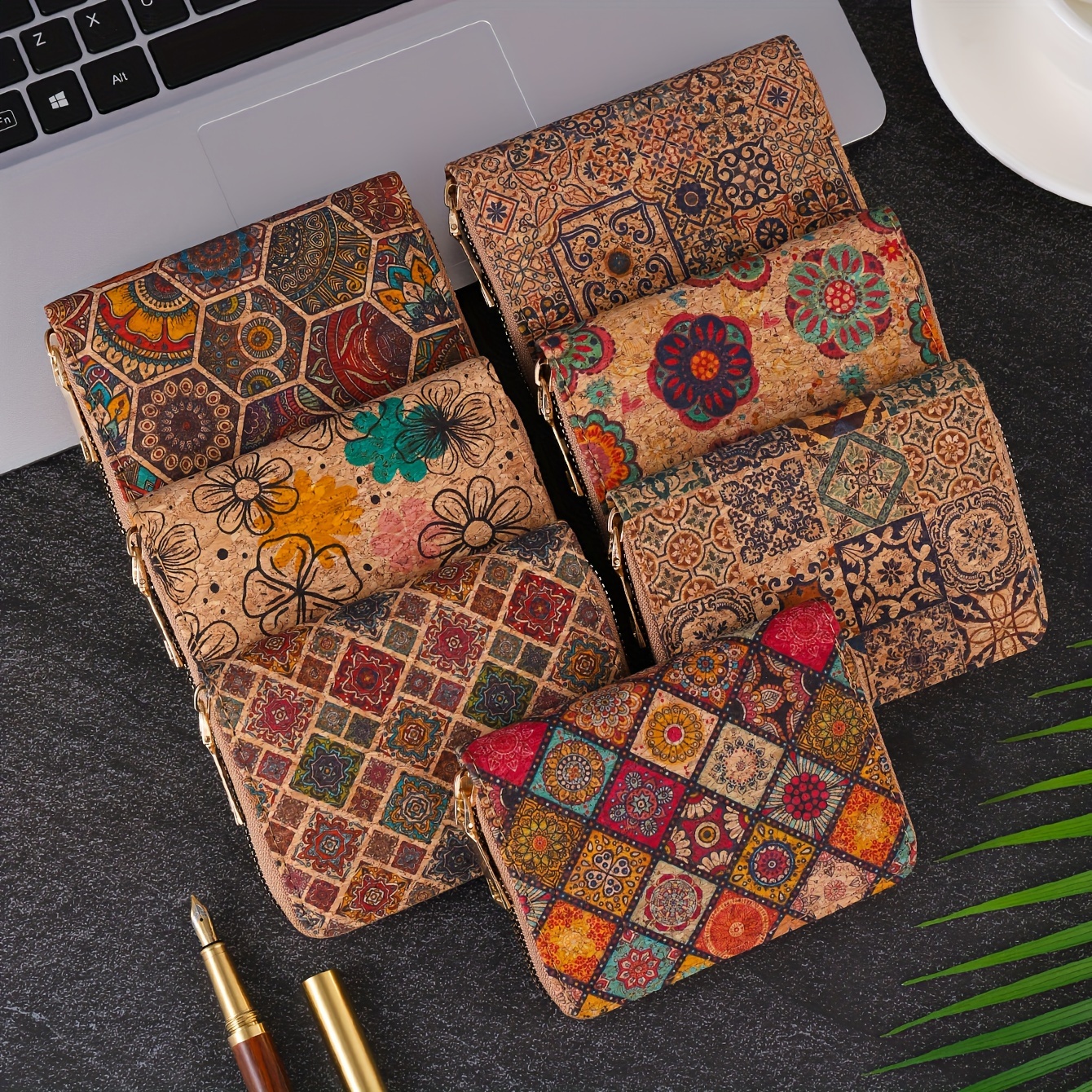 

Bohemian Short Wallet For Women, Retro Floral Pattern Coin Purse, Ethnic Vegan Leather Credit Card Holder