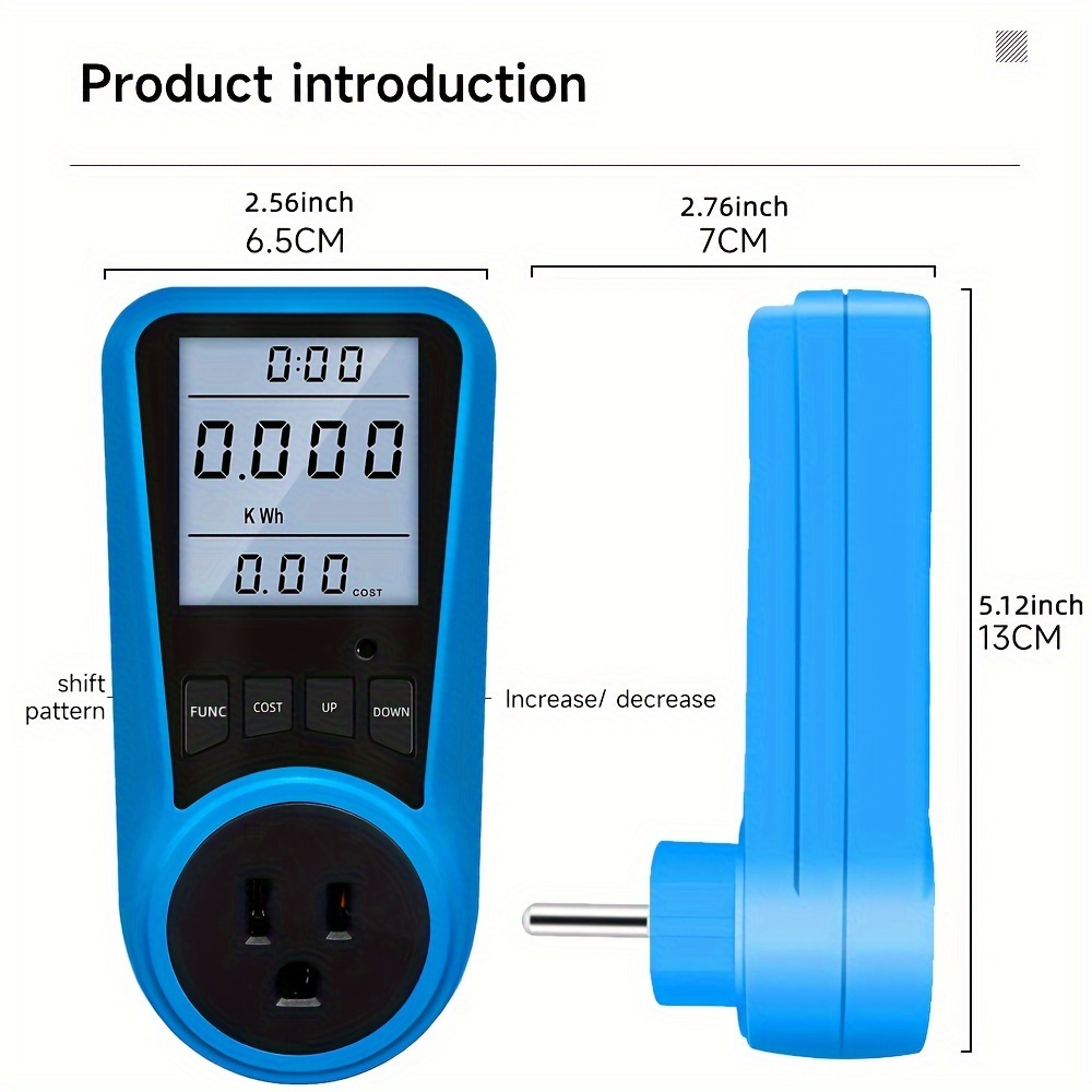 1pc energy consumption meter rechargeable electricity monitor display with overload protection electricity cost digital wattmeter ac 220v 110v power meter electricy consumption energy meter eu plug power kilowatt wattage electricity meter