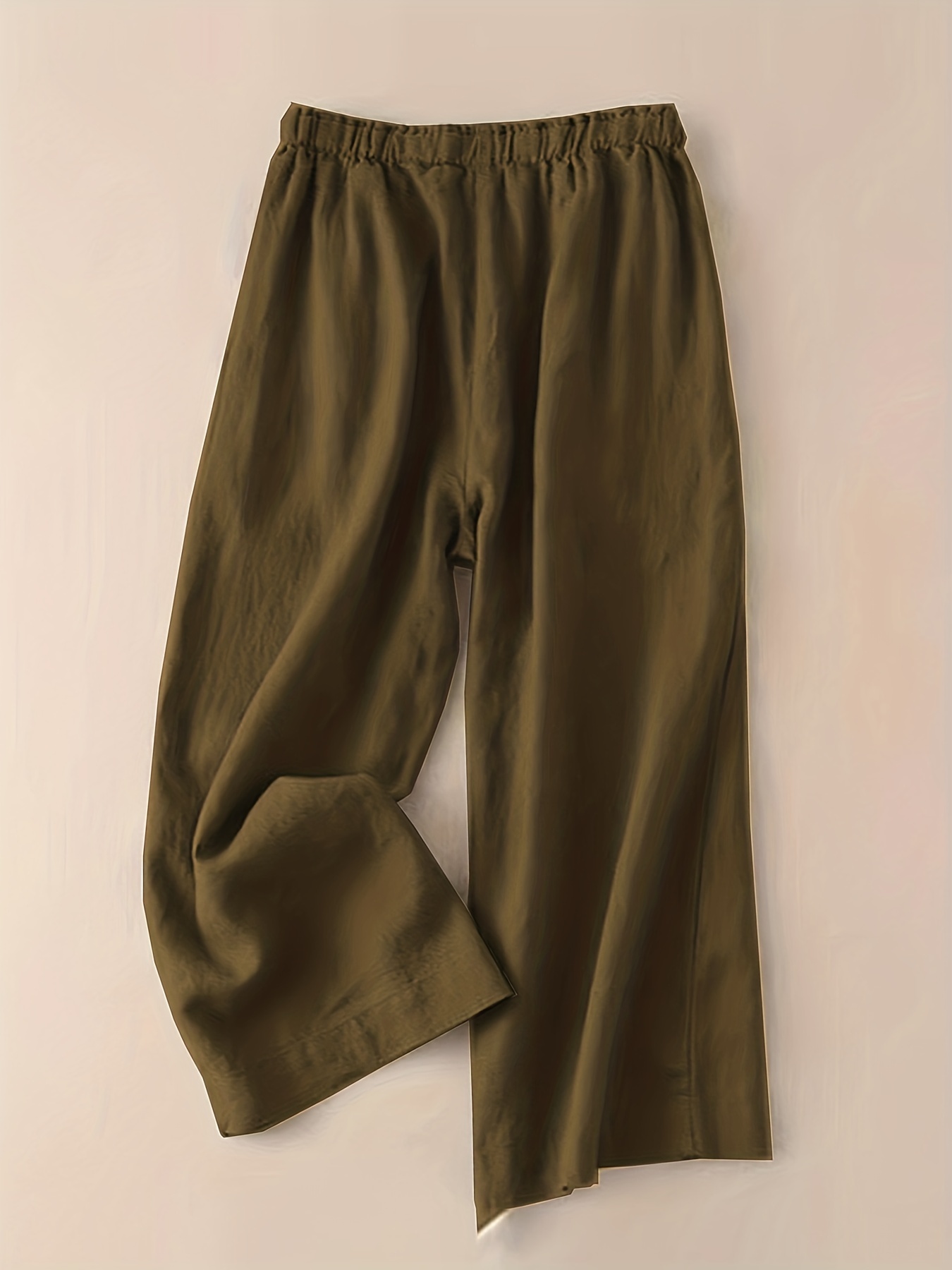 Solid Elastic Waist Pants, Casual Wide Leg Summer Pants