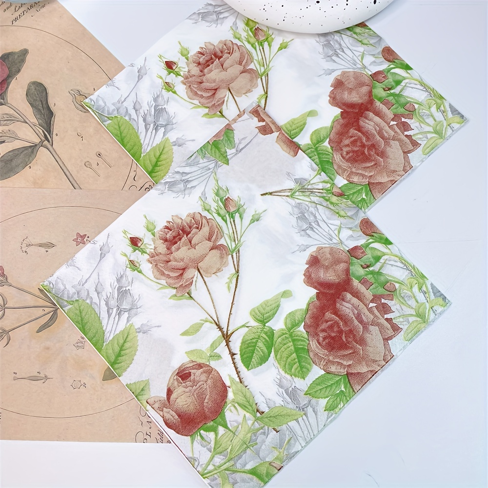 Disposable Vintage Watercolor Rose Flowers Clipping Painting - Temu