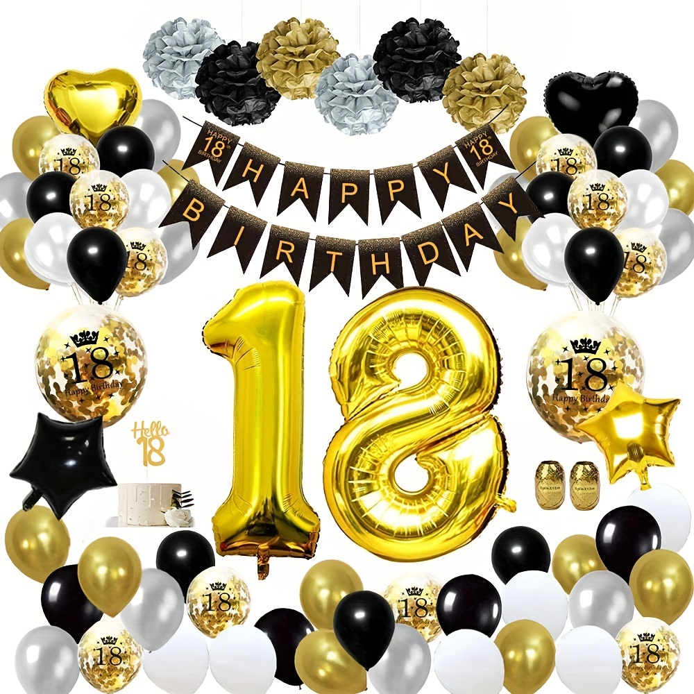 Ballons en or noir, Ballons de décoration d'anniversaire