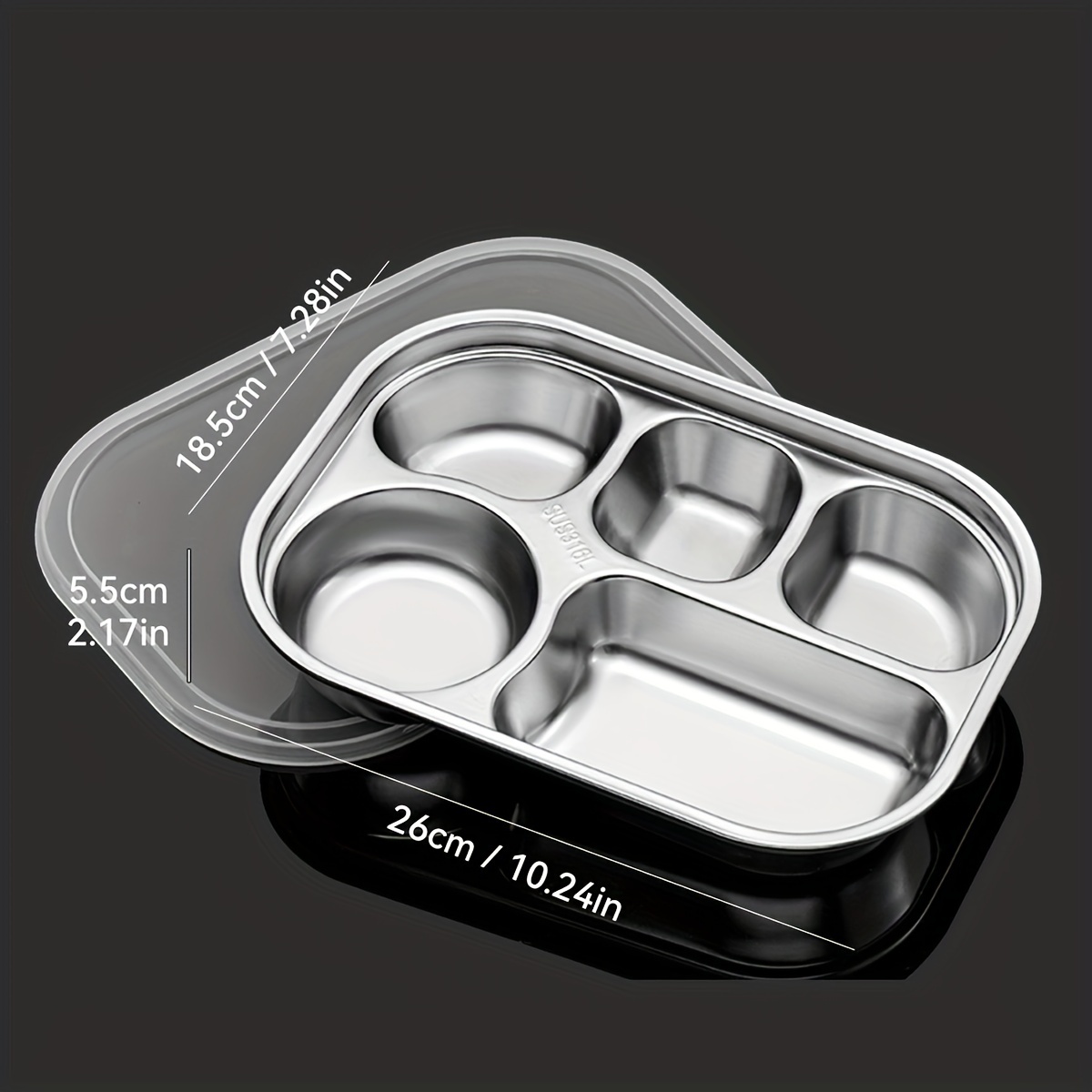 1pc 316 Stainless Steel 5-compartment Lunch Box For School