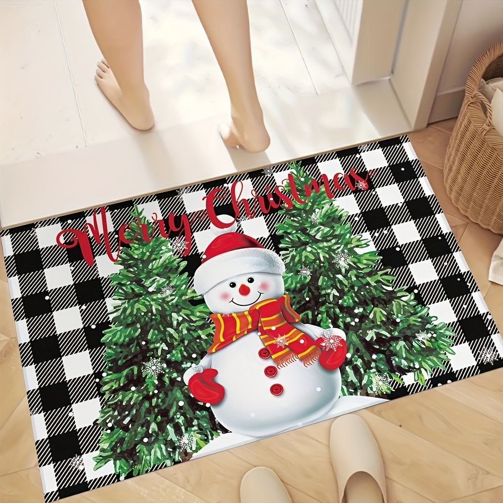 Christmas Absorbent Non-slip Bathroom Floor Mat, Christmas Black