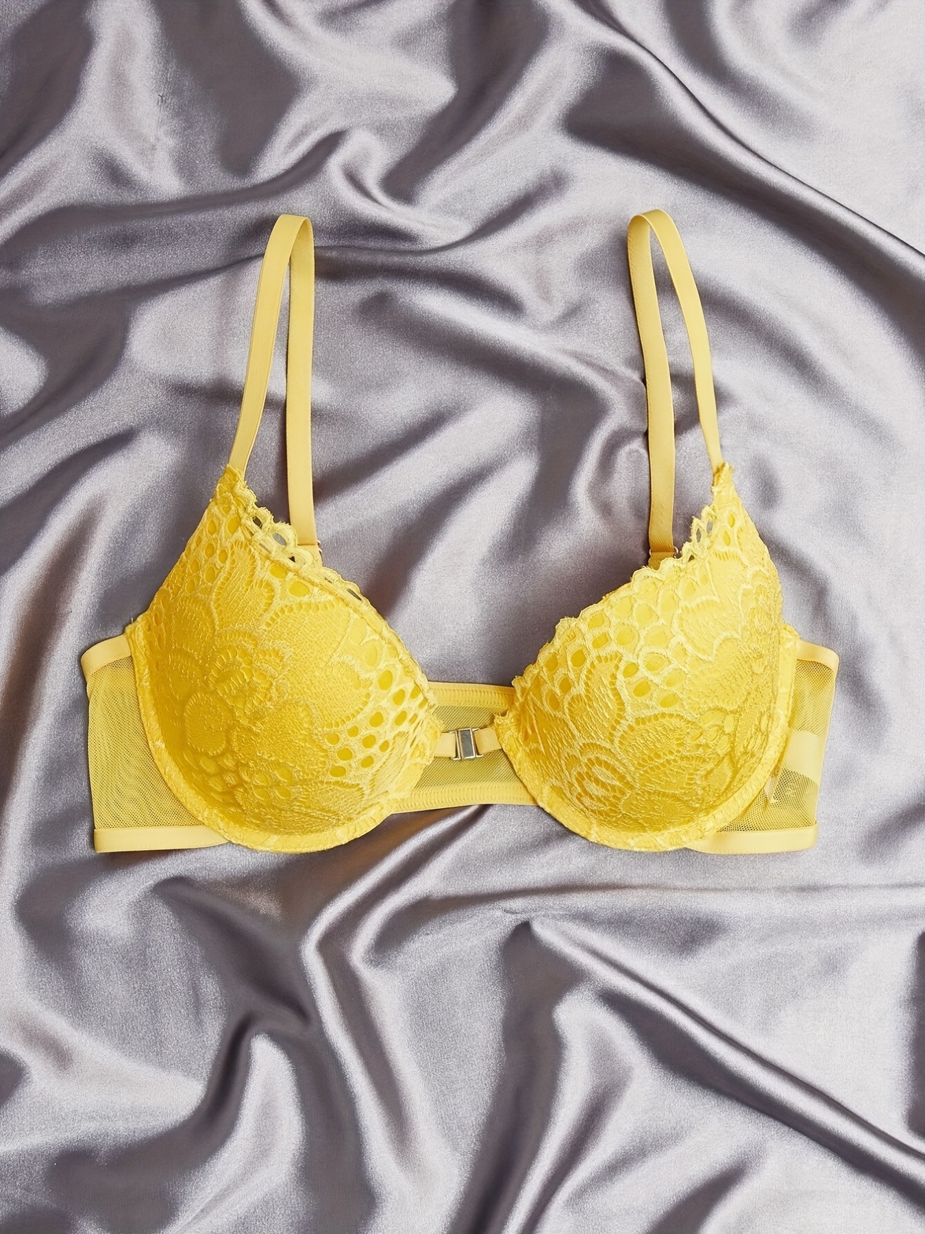 Women'secret Gorgeous Yellow Lace Push-Up Bra Yellow/Gold Women Bras