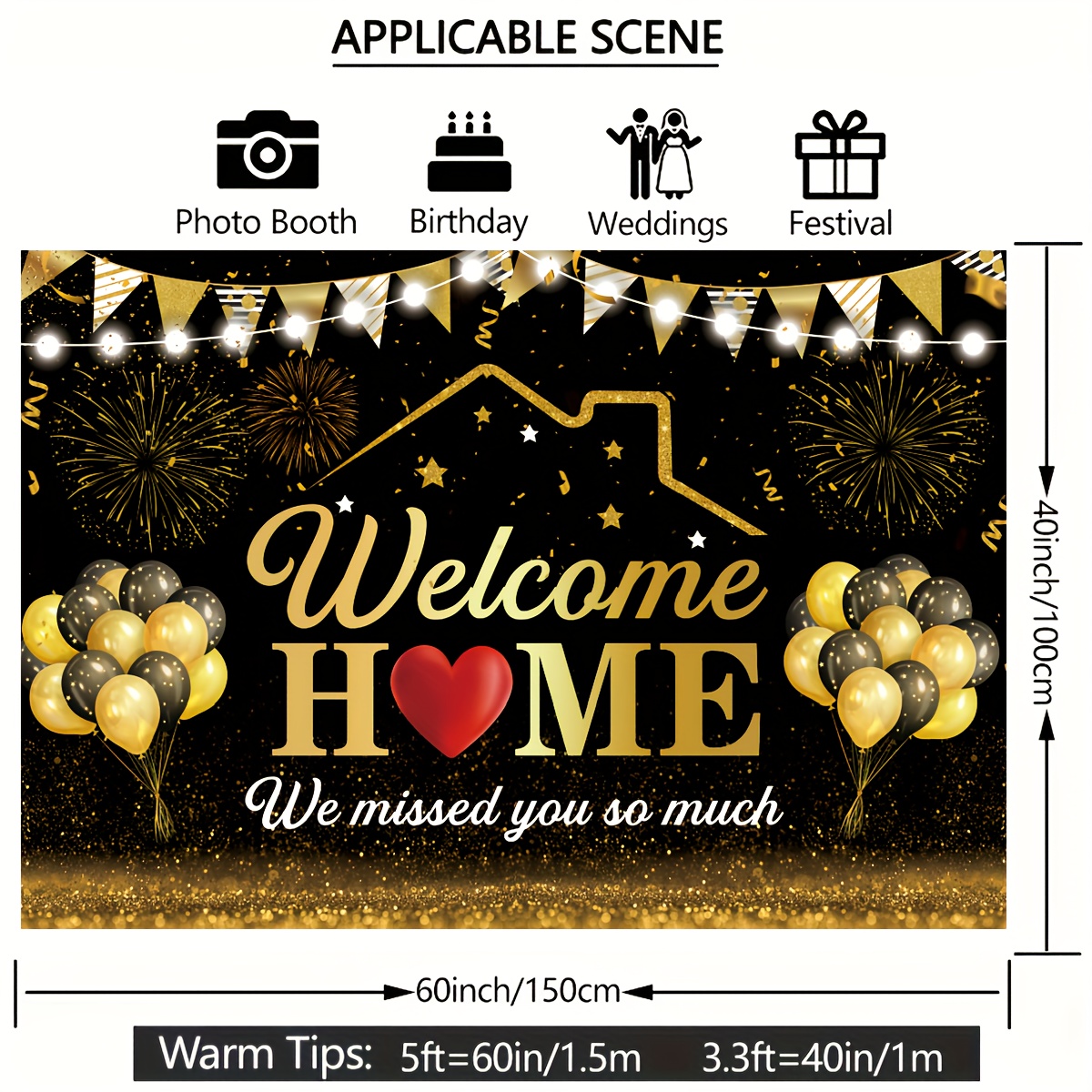 Blue Welcome Home Backdrop Decorations Welcome Home We Missed You So Much  Background Decor for Family Reunion Homecoming Party