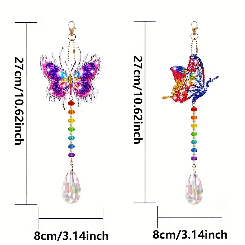 Artificial Diamond Painted Butterfly Double sided Wind Chime - Temu