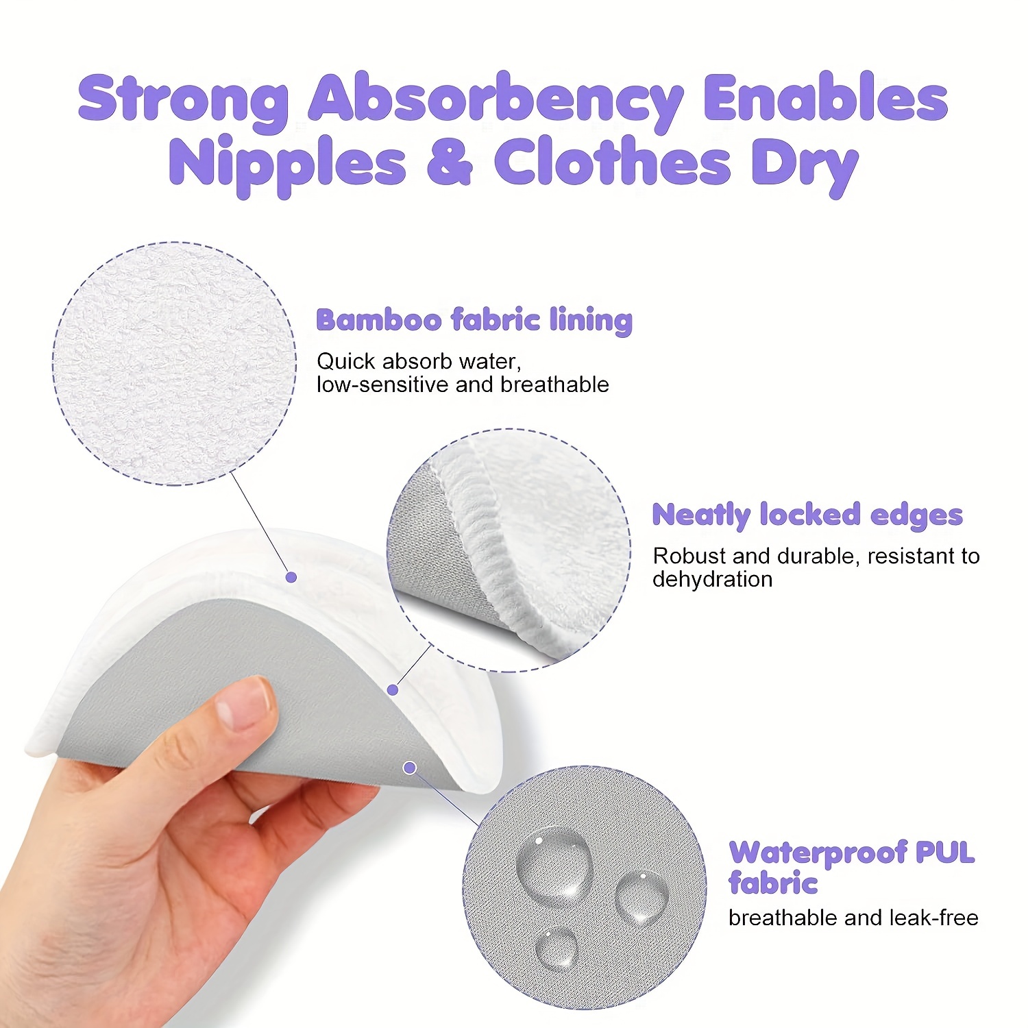 Reusable Nursing Pads 4 Pack, Washable Breast Pads for Breastfeeding  4.7inch Large Size Nursing Pads for New moms Pink
