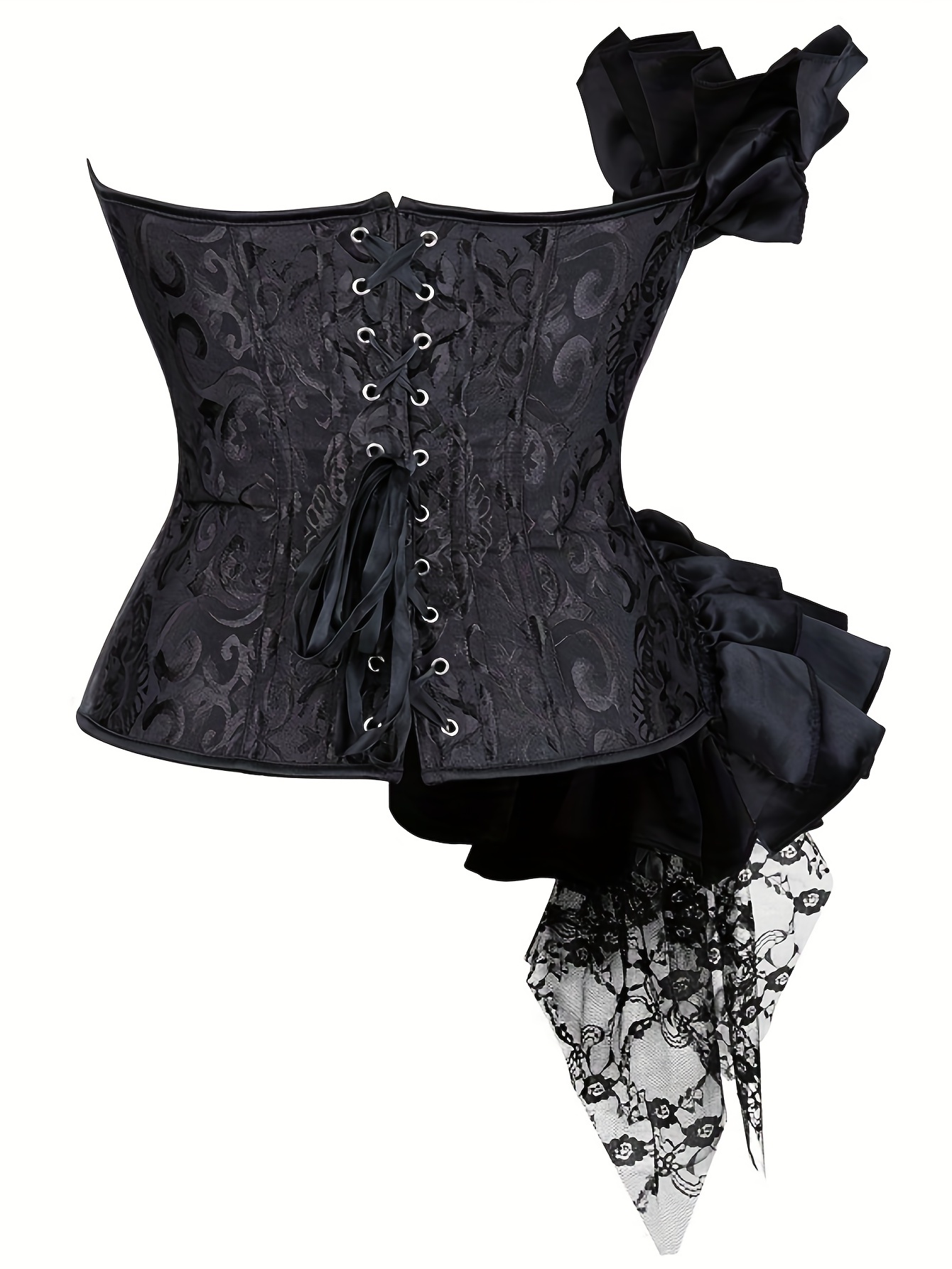 Ruffle Strapless Corset Bustier Tummy Control Lace Up - Temu