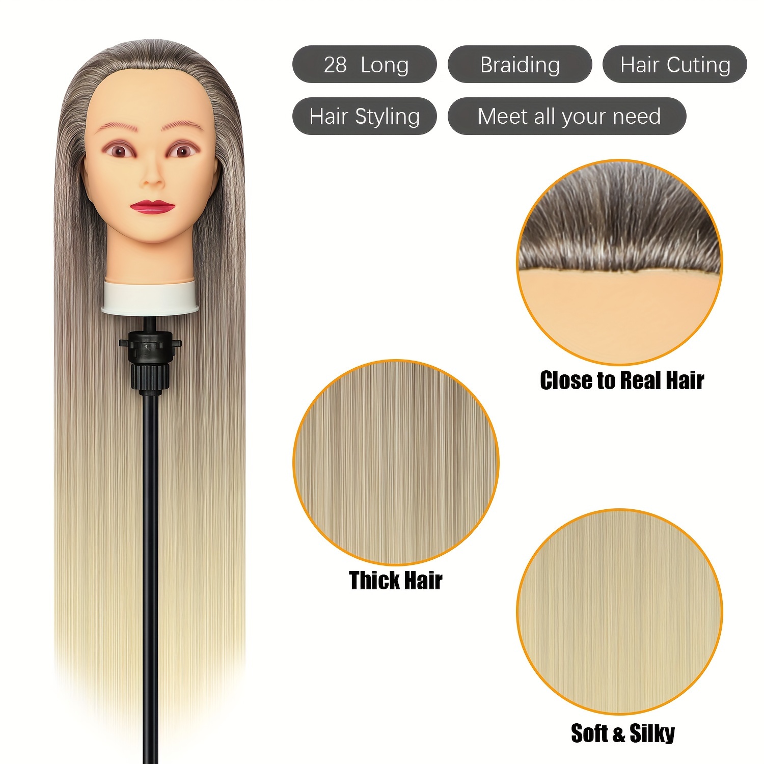 Training Head Mannequin Head 100% Synthetic Hair Styling - Temu