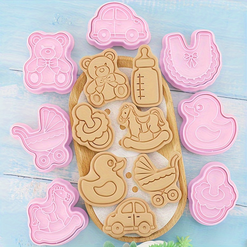 Ensemble de 8 moules à biscuits dessin animé bébé, moule à biscuits, jouet  ours poussette Fondant cuisson 3D moule à biscuits en plastique, moule de  pâtisserie - AliExpress