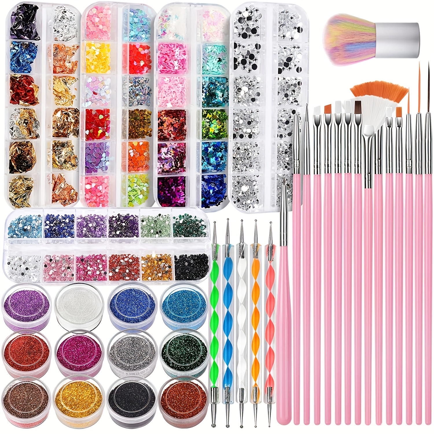 Nail Brush Nail Tool Kit With Nail Brush Nail Point Tool Fine Glitter Nail